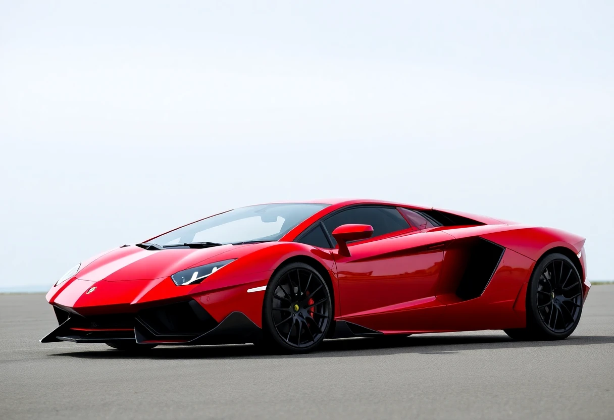 Lamborghini Aventador, supercar rouge vue de profil